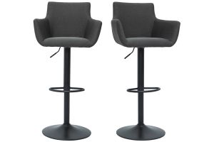 Tabourets de bar réglables tissu gris anthracite métal noir (lot de 2) CARLIE