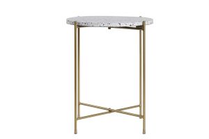 Table d'appoint design ronde en terrazzo et métal doré D40 cm MEZZO