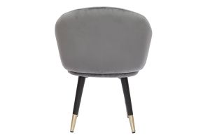 Chaises design en tissu velours gris, bois noir et métal doré (lot de 2) BRIZO