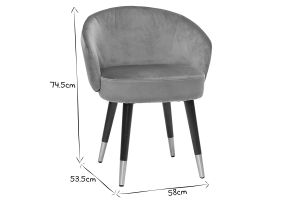 Chaises design en tissu velours gris, bois noir et métal doré (lot de 2) BRIZO