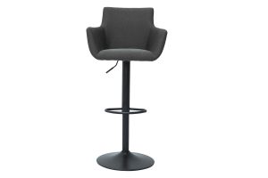 Tabourets de bar réglables tissu gris anthracite métal noir (lot de 2) CARLIE
