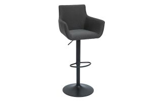 Tabourets de bar réglables tissu gris anthracite métal noir (lot de 2) CARLIE