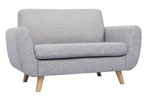 Canapé scandinave 2 places en tissu gris et bois clair PURE
