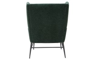 Fauteuil design en tissu effet velours texturé vert et métal noir COME