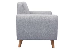 Canapé scandinave 2 places en tissu gris et bois clair PURE