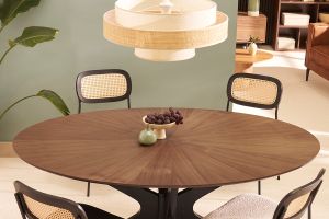 Table à manger design ovale noyer L160 cm DIELLI