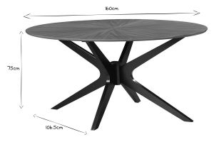 Table à manger design ovale noyer L160 cm DIELLI