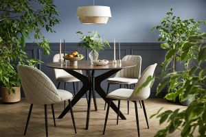 Table à manger design ronde noyer D120 cm DIELLI