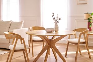 Table à manger design ronde chêne D120 cm DIELLI