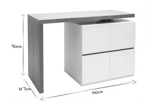 Îlot - table de bar modulable avec rangement blanc mat et bois clair chêne L140-165 cm MAX