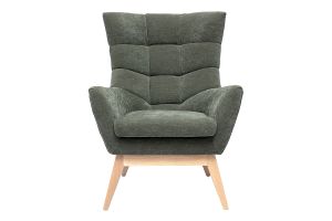 Poltrona scandinava effetto velluto kaki e legno BRODY