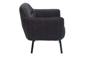 Fauteuil design en tissu effet velours gris foncé et métal noir LAURENS