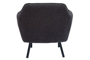 Fauteuil design en tissu effet velours gris foncé et métal noir LAURENS