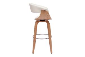 Sgabello da bar design girevole bianco e legno chiaro H67 cm OKTAV