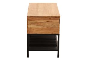 Banc d'entrée industriel avec coffre de rangement en bois massif et métal noir L100 cm SORG