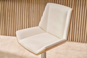 Tabouret de bar design blanc et bois clair MELKIOR