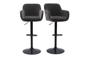 Tabourets de bar réglables tissu effet velours gris foncé et métal (lot de 2) AMIKA