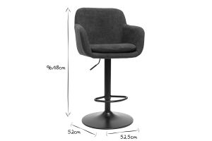 Tabourets de bar réglables tissu effet velours gris foncé et métal (lot de 2) AMIKA