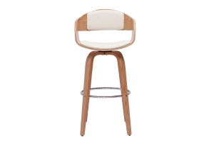 Tabouret de bar design pivotant blanc et bois clair H67.5 cm GAO