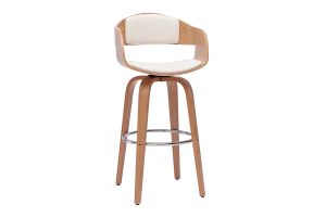 Tabouret de bar design pivotant blanc et bois clair H67.5 cm GAO