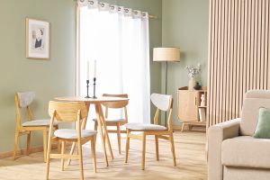 Chaises scandinaves en bois clair et tissu gris clair (lot de 2) ELION