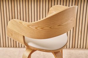 Tabouret de bar design pivotant blanc et bois clair H67.5 cm GAO