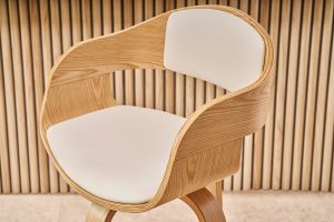 Tabouret de bar design pivotant blanc et bois clair H67.5 cm GAO