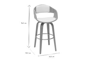Tabouret de bar design pivotant blanc et bois clair H67.5 cm GAO