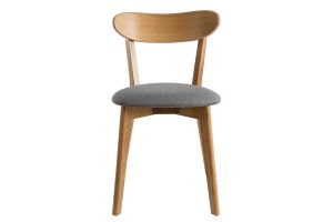 Chaises vintage en bois clair chêne et tissu gris (lot de 2) DOVE