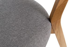 Chaises vintage en bois clair chêne et tissu gris (lot de 2) DOVE