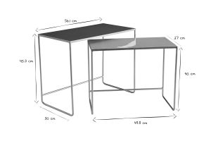 Tables basses gigognes rectangulaires design terracotta, rose et métal doré (lot de 2) WESS