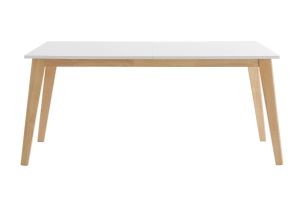 Table extensible rallonges intégrées rectangulaire blanche et bois clair L160-205 cm SWAD