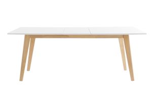 Table extensible rallonges intégrées rectangulaire blanche et bois clair L160-205 cm SWAD