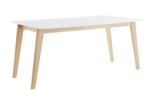 Table extensible rallonges intégrées rectangulaire blanche et bois clair L160-205 cm SWAD