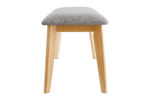 Banc scandinave en tissu gris clair et bois clair L92 cm ELION