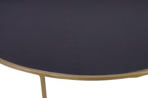 Tables basses gigognes rondes design métal doré et verre teinté noir (lot de 2) ROXO