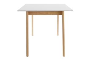 Table extensible rallonges intégrées rectangulaire blanche et bois clair L160-205 cm SWAD
