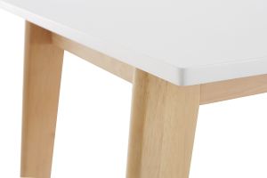 Table extensible rallonges intégrées rectangulaire blanche et bois clair L160-205 cm SWAD