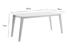 Table extensible rallonges intégrées rectangulaire blanche et bois clair L160-205 cm SWAD