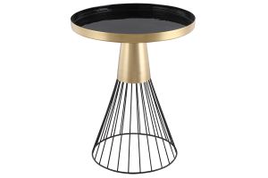Tavolino da caffè rotondo in acciaio laccato nero e oro D41 cm SPLEEN