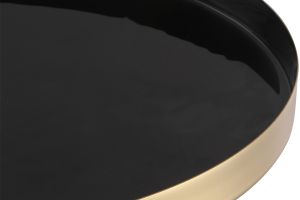 Tavolino da caffè rotondo in acciaio laccato nero e oro D41 cm SPLEEN