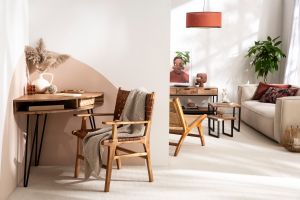 Bureau d'angle avec rangements bois massif et métal noir L75 cm GOSBY