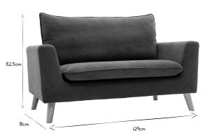 Canapé scandinave 2 places en tissu effet velours bleu canard et bois clair JONAS
