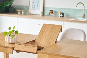 Table extensible rallonges intégrées rectangulaire en bois clair L150-180 cm BOLLY