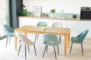 Table extensible rallonges intégrées rectangulaire en bois clair L150-180 cm BOLLY