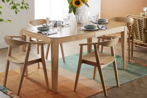 Table extensible rallonges intégrées rectangulaire en bois clair L150-180 cm BOLLY
