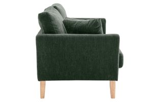 Canapé scandinave déhoussable 2 places en tissu effet velours vert kaki et bois clair OSLO