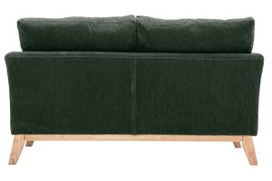 Canapé scandinave déhoussable 2 places en tissu effet velours vert kaki et bois clair OSLO