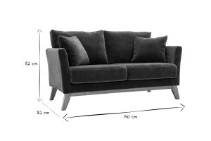 Canapé scandinave déhoussable 2 places en tissu effet velours vert kaki et bois clair OSLO