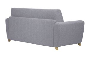 Canapé convertible en tissu gris clair et bois clair avec matelas 18 cm GRAHAM